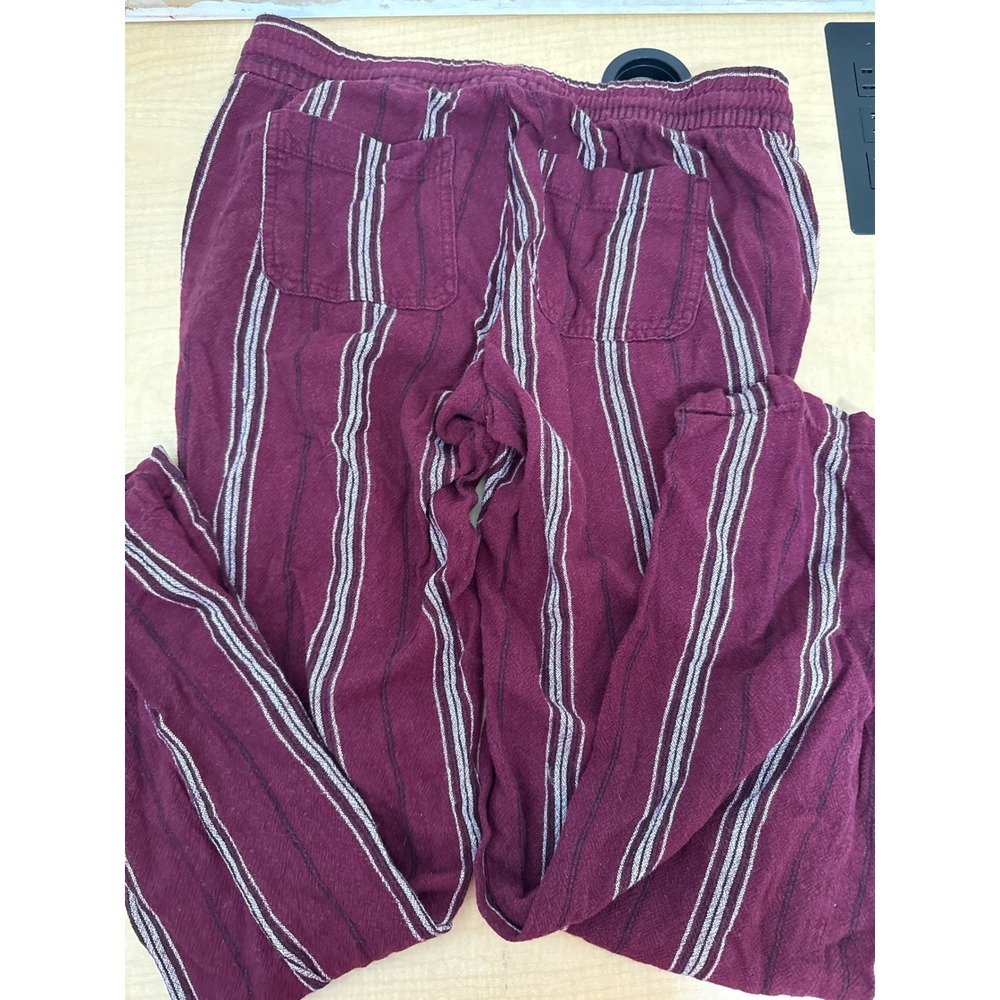 Old Navy Burgundy Striped Lounge Pants Drawstring Waist XS Maroon